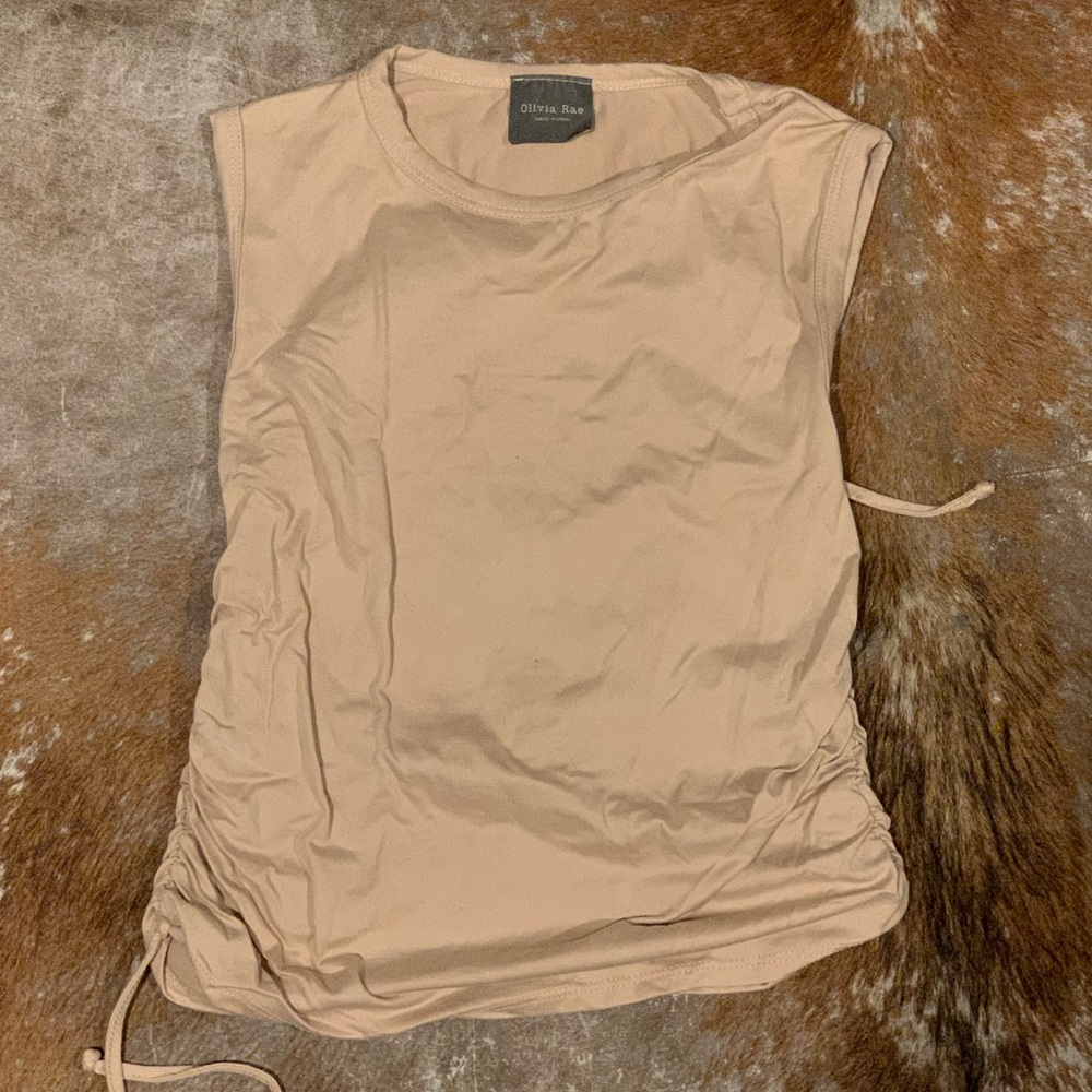 Olivia Rae Brown and Cream Ruched Muscle Tee